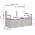 Canapé de jardin 2 places vidaXL avec coussins en rattan poly beige