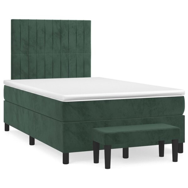 vidaXL Sommier à lattes de lit et matelas Vert foncé 120x200cm Velours