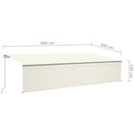 vidaXL Auvent manuel rétractable avec store 6x3 m Crème