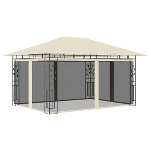 vidaXL Belvédère avec moustiquaire 4x3x2 73 m Crème 180 g/m²