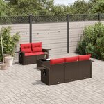 vidaXL Salon de jardin 6 Pièces avec coussins marron résine tressée