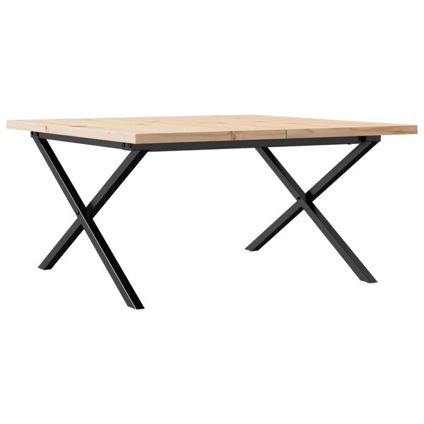 vidaXL Table basse cadre en X 80x80x45 5cm bois de pin massif et fonte