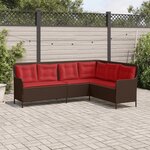 vidaXL Canapé de jardin avec coussins forme de L marron résine tressée