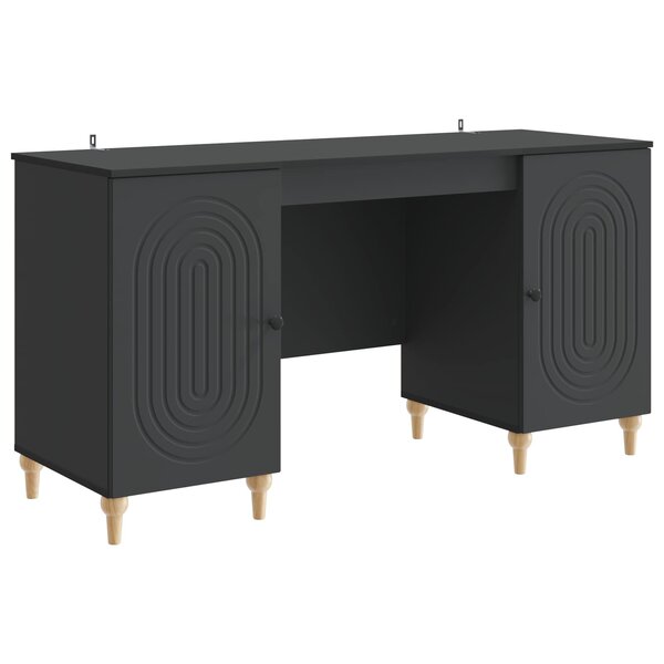 vidaXL Bureau avec étagère Noir 142 5 x 50 x 75 cm Bois d'ingénierie
