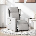 vidaXL Fauteuil de massage inclinable électrique gris nuage tissu