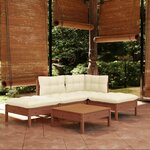 vidaXL Salon de jardin 5 Pièces avec coussins Marron miel Bois de pin