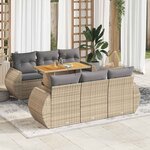 vidaXL Salon de jardin avec coussins 7 Pièces beige résine tressée