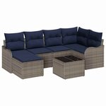 vidaXL Ensemble de canapé de jardin 7 Pièces Gris polyrotin