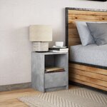 vidaXL Armoire de chevet et lumières LED gris béton bois d'ingénierie
