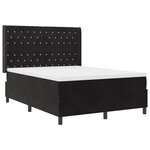 Lit Box Spring avec Matelas et LED Noir 140x200 cm Velours