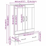 vidaXL Haut Armoire Bois Ancien 69 5 x 31 x 115 cm Bois d'ingénierie