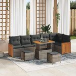 vidaXL Ensemble de canapé de jardin 9 Pièces Gris Gris foncé
