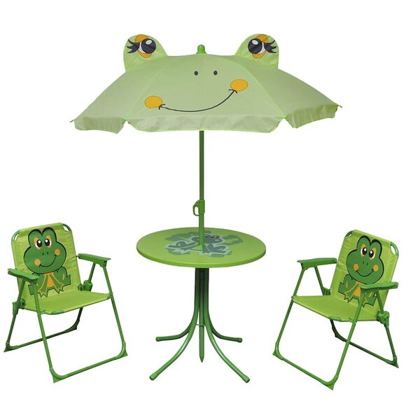 vidaXL Ensemble de bistro avec parasol pour enfants 3 Pièces Vert
