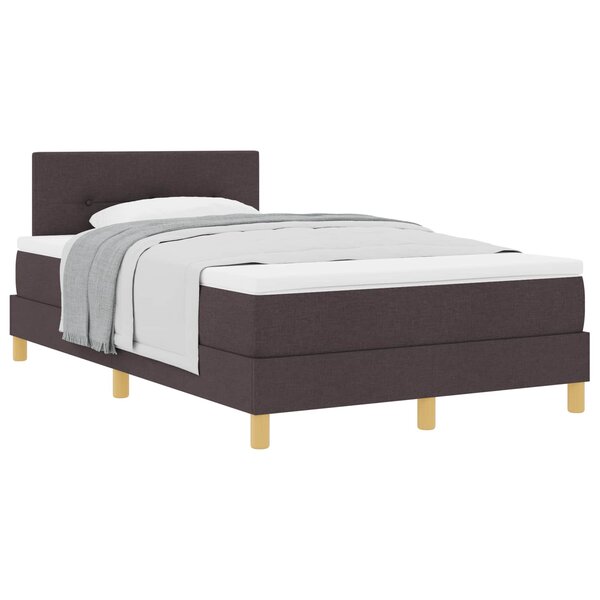 vidaXL Lit à ressorts avec coussin Marron foncé 120 x 190 cm tissu