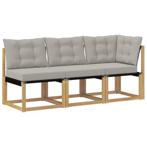 vidaXL Canapé d’extérieur milieu et coin avec coussin 3 Pièce Blanc