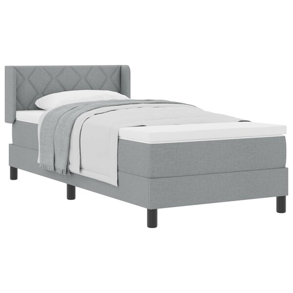 vidaXL Lit ressort avec matelas Gris clair 90x200 cm Tissu