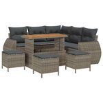 vidaXL Ensemble de canapé de jardin 9 Pièces Gris polyrotin