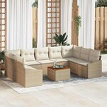 vidaXL Ensemble de canapé de jardin 10 Pièces Beige  blanc