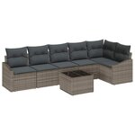 vidaXL Ensemble de canapé de jardin 7 Pièces Gris Poly rotin