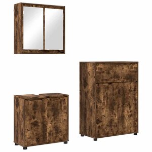 vidaXL Ensemble de mobilier de salle de bain 3 Pièces Chêne fumé