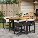 vidaXL Ensemble à manger de jardin coussins 5Pièces Noir Résine tressée