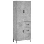 vidaXL Buffet haut Gris béton 69 5x34x180 cm Bois d'ingénierie