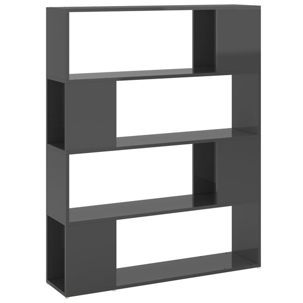 vidaXL Bibliothèque/Séparateur de pièce Gris brillant 100x24x124 cm