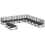 vidaXL Ensemble de canapé de jardin 11 Pièces Noir 70 x 70 x 32 cm
