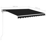 vidaXL Auvent automatique capteur de vent et LED 300x250 cm Anthracite