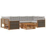 vidaXL Ensemble de canapés d'extérieur 7 Pièces Naturel et gris clair