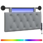 vidaXL Tête de lit suspendue Avec lumière LED Gris clair Tissu