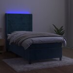 vidaXL Sommier à lattes de lit et matelas et LED Bleu foncé 90x200cm
