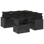 vidaXL Salon de jardin 6 Pièces avec coussins noir résine tressée