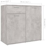vidaXL Buffet gris béton 80x36x75 cm bois d'ingénierie