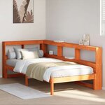 vidaXL Lit bibliothèque sans matelas cire marron 100x200 cm pin massif