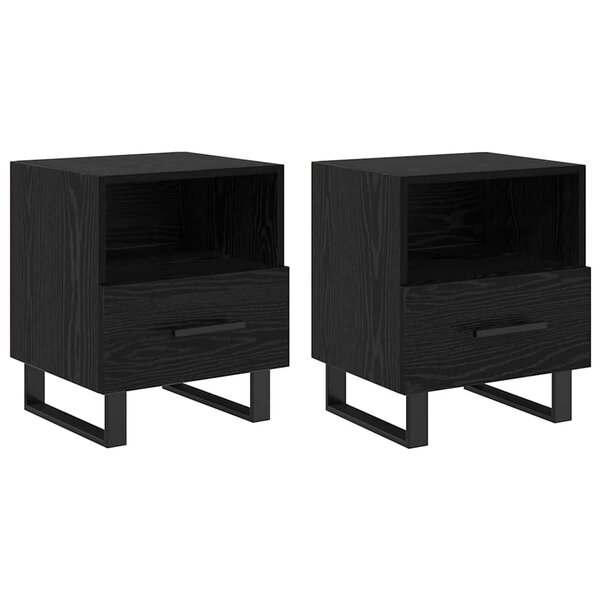 vidaXL Cabinet de chevet 2 Pièces Chêne noir 40 x 35 x 47 5 cm