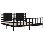 vidaXL Cadre de lit avec tête de lit noir 200x200 cm bois massif