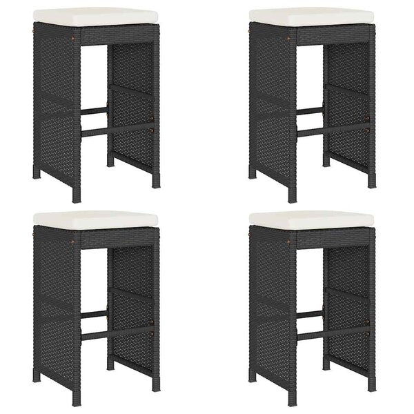 vidaXL Tabourets de bar de jardin et coussins lot de 4 résine tressée
