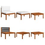 vidaXL Salon de jardin 3 pièces avec coussins en bois d'acacia et corde