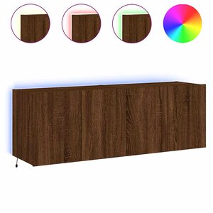 vidaXL Meubles TV muraux lumières LED 2 Pièces chêne marron 60x35x41 cm