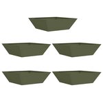 vidaXL Set de 5 jardinières en bol pour le jardin  en vert olive  dimensions 50x50x15 cm en acier.