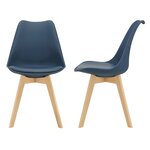 Lot de 2 chaises de salle à manger scandinave siège cuisine plastique hêtre synthétique 81 cm bleu 03_0002769