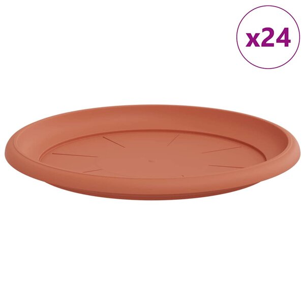 vidaXL Plateau à fleurs rond 24 Pièces Rouge brique Ø 27 x 2 5 cm