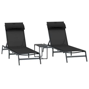 vidaXL Transats 3 pc Acier Noir et anthracite