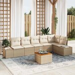 vidaXL Ensemble de canapé de jardin 7 Pièces Beige et blanc