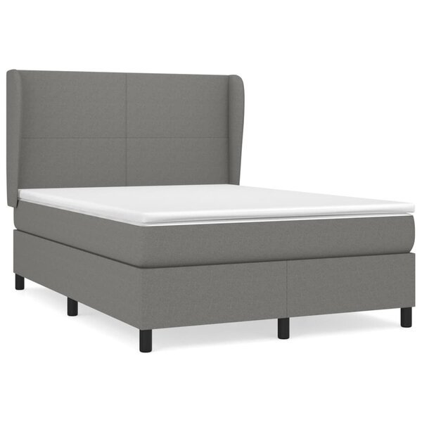 vidaXL Sommier à lattes de lit avec matelas Gris foncé 140x190cm Tissu