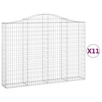 vidaXL Paniers à gabions arqués 11 Pièces 200x30x140/160 cm Fer galvanisé