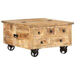 vidaXL Table basse Bois de manguier brut 70 x 70 x 40 cm