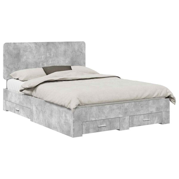 vidaXL Cadre de lit Gris béton 140 x 200 cm Bois d'ingénierie
