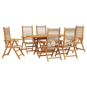 vidaXL Ensemble de salle à manger pour jardin 7 Pièces Beige